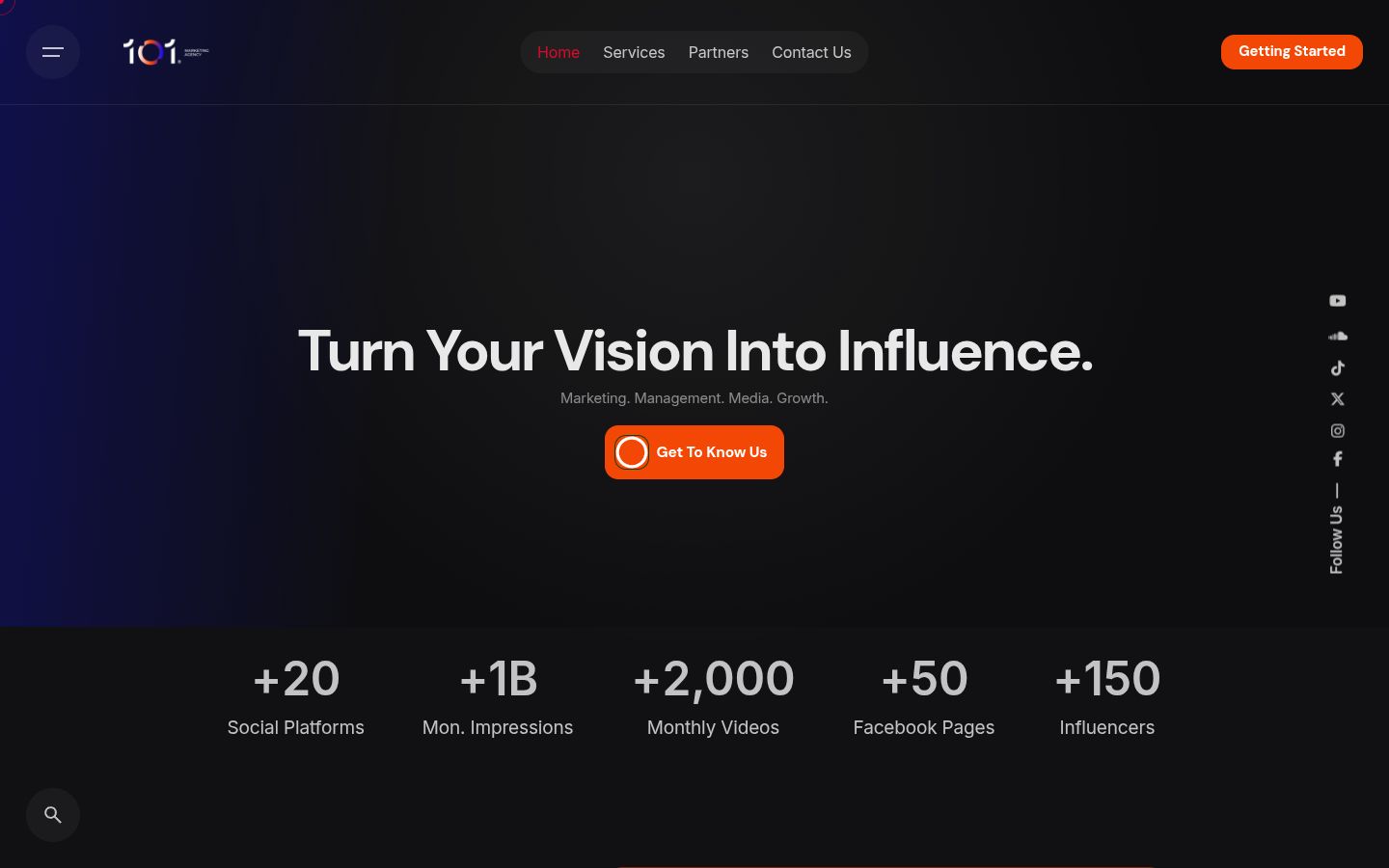 1O1 Media website