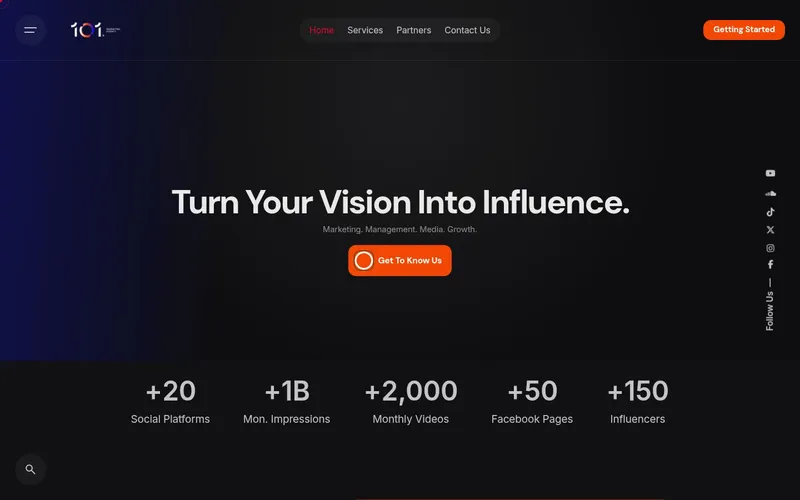 1O1 Media website